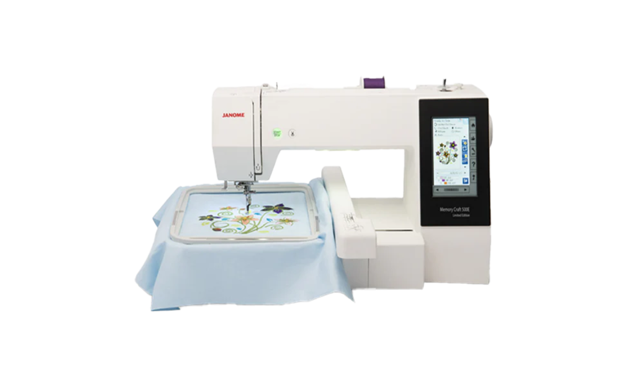 Janome Memory Craft 500E Limited Edition Embroidery Machine 11x7.9 w/Bonus Bundle A